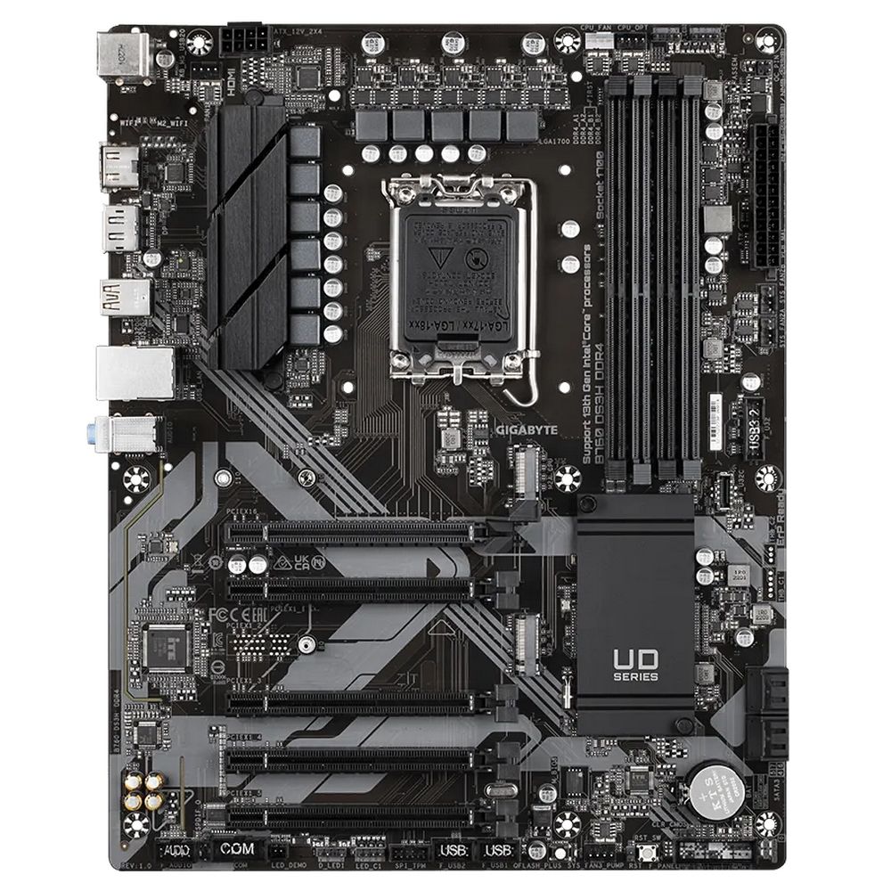 Материнская плата Gigabyte B760 DS3H DDR4, Socket 1700, Intel®B760, 4xDDR4-3200, HDMI+DP, 5xPCI-Ex16, 4xSATA3(RAID 0/1/5/10), 2xM.2, 8Ch Audio, GLan, (4+4)xUSB2.0, (1+2)xUSB3.2, (1+1)xUSB3.2 Type-C™, 1xPS/2, ATX, RTL — изображение 3