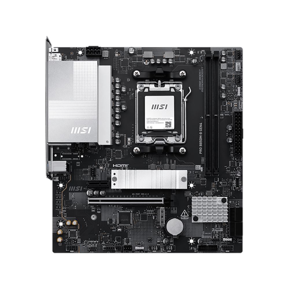 Материнская плата MSI PRO B850M-B GEN4 B850, AM5, 2*DDR5, 1*PCIEx16, 1*PCIEx1, 2*M.2, 1*TypeC, 4*USB3.2Gen1, 6*USB2.0, 4*SATA3.0, 2.5G, DP, HDMI, M-ATX, RTL — изображение 3