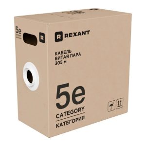 Кабель витая пара F/UTP, CAT 5e, PE, 4х2х0,52 мм, 24AWG, внешний, однопроволочный, черный, 305м