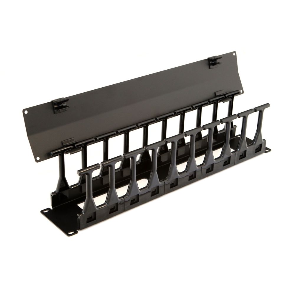 Органайзер Hyperline CMF-2U-FPL106-MCOV-RAL9005 Кабельный организатор с крышкой, глубина 106 мм, 19", 2U — изображение 3