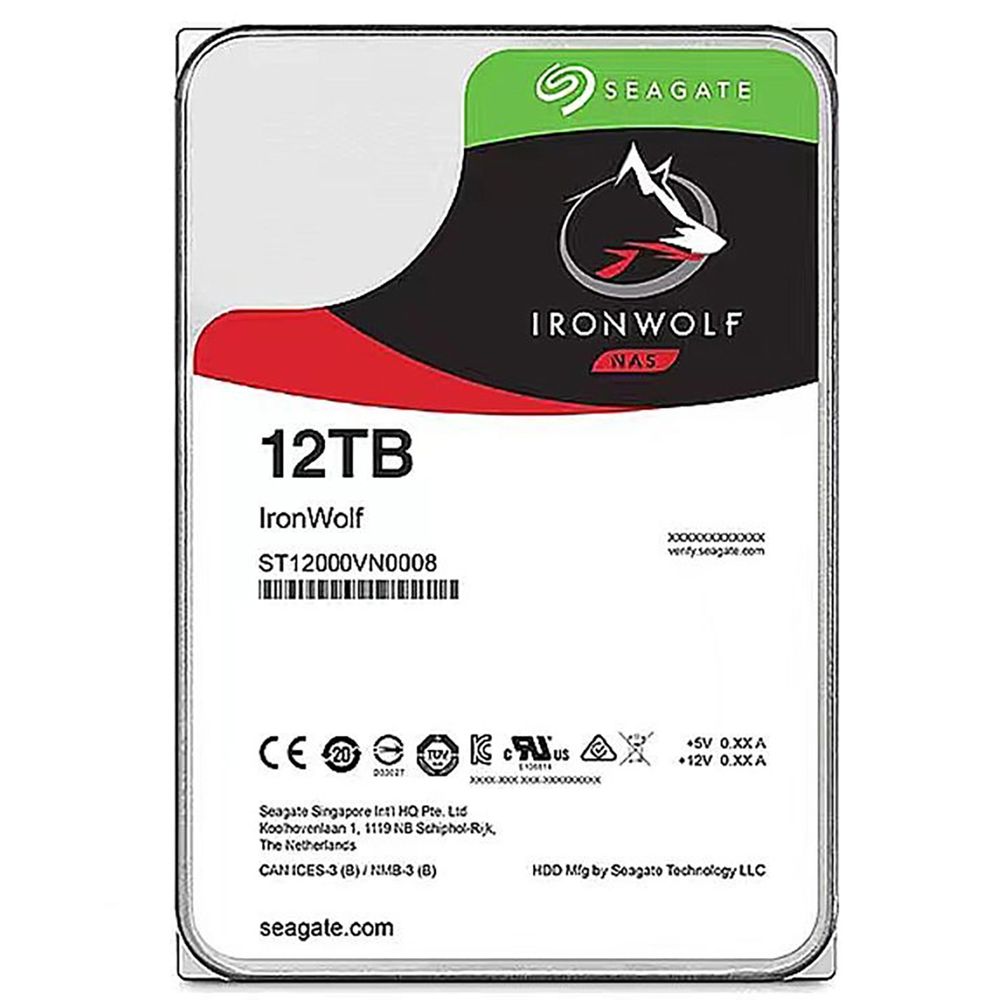 Жесткий диск Seagate IronWolf NAS ST12000VN0008 12TB 3.5" SATA 6Gb/s, 7200rpm, 256MB, 24x7, Bulk (632278)