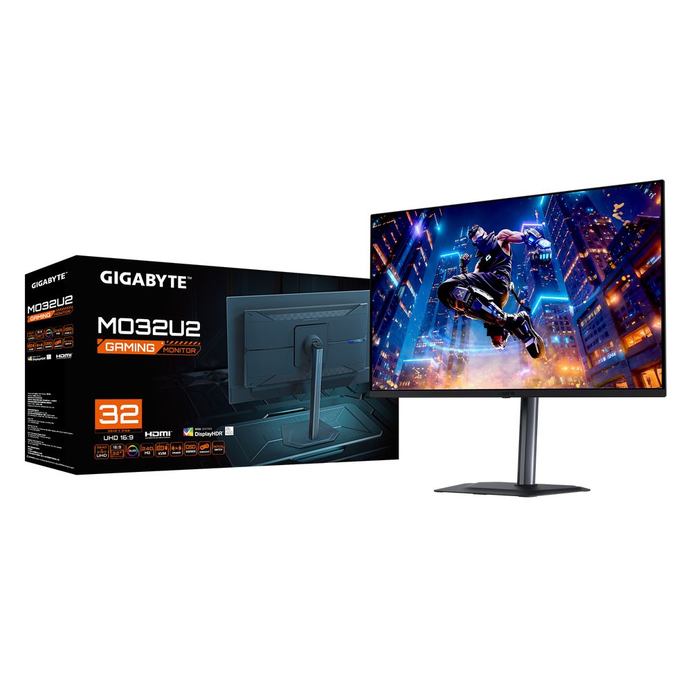 Монитор 31.5" Gigabyte MO32U2 EK Black (31,5 "QD-OLED, 3840 x 2160, 240Hz, 2xHDMI 2.1, DP 1.4, 3xUSB 3.2, USB Type-C (18Вт), 0,03 ms,178°/178°, 250 нит (типичная), 1000 нит (пиковая), 1,5 М:1, Pivot) — изображение 7