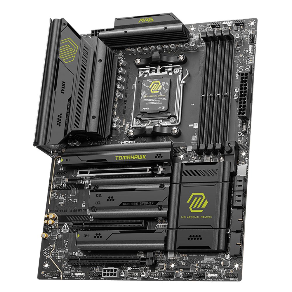 Материнская плата MSI MAG X870E TOMAHAWK WIFI X870E, AM5, 4*DDR5, 3*PCIEx16, 4*M.2, 4*TypeC, 2*USB3.2Gen2, 7*USB3.2Gen1, 8*USB2.0, 4*SATA3.0, 5G, Type-C(DP), HDMI, ATX, RTL — изображение 3