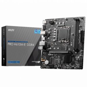 Материнская плата MSI PRO H610M-E DDR4 H610, LGA1700, 2*DDR4, 1*PCIEx16, 1*PCIEx1, 1*M.2, 4*USB3.2Gen1, 8*USB2.0, 4*SATA3.0, 1G, VGA, HDMI, M-ATX, RTL