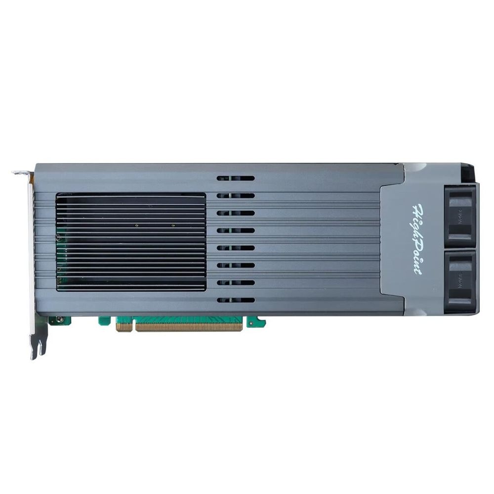 Плата расширения HighPoint SSD7749M, PCIe 4.0 x16, Ports: 8x M.2 (2242/2260/2280/22100), Board: Double Width, Full Height, Full Length, Bootable, RAID: 0,1,10 ADD IN CARD