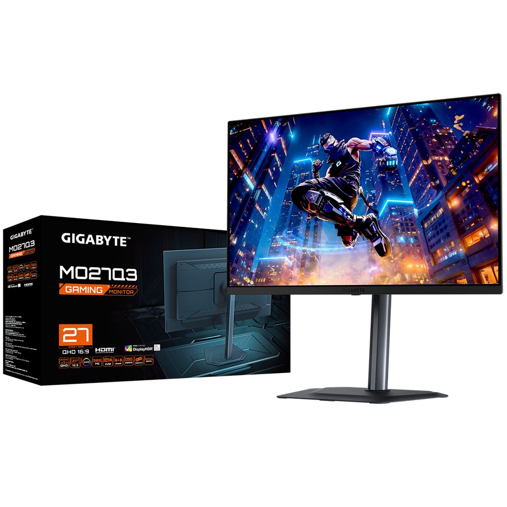 Монитор 27" Gigabyte MO27Q3 EK Black (QD OLED, 2560 x 1440, 360Hz, 0,03ms, 250cd/m->1000(пиковая), 1500:1, 2xHDMI-2.1, DP-1.4, 3xUSB3.2, USB Type-C(18Вт),Pivot — изображение 7