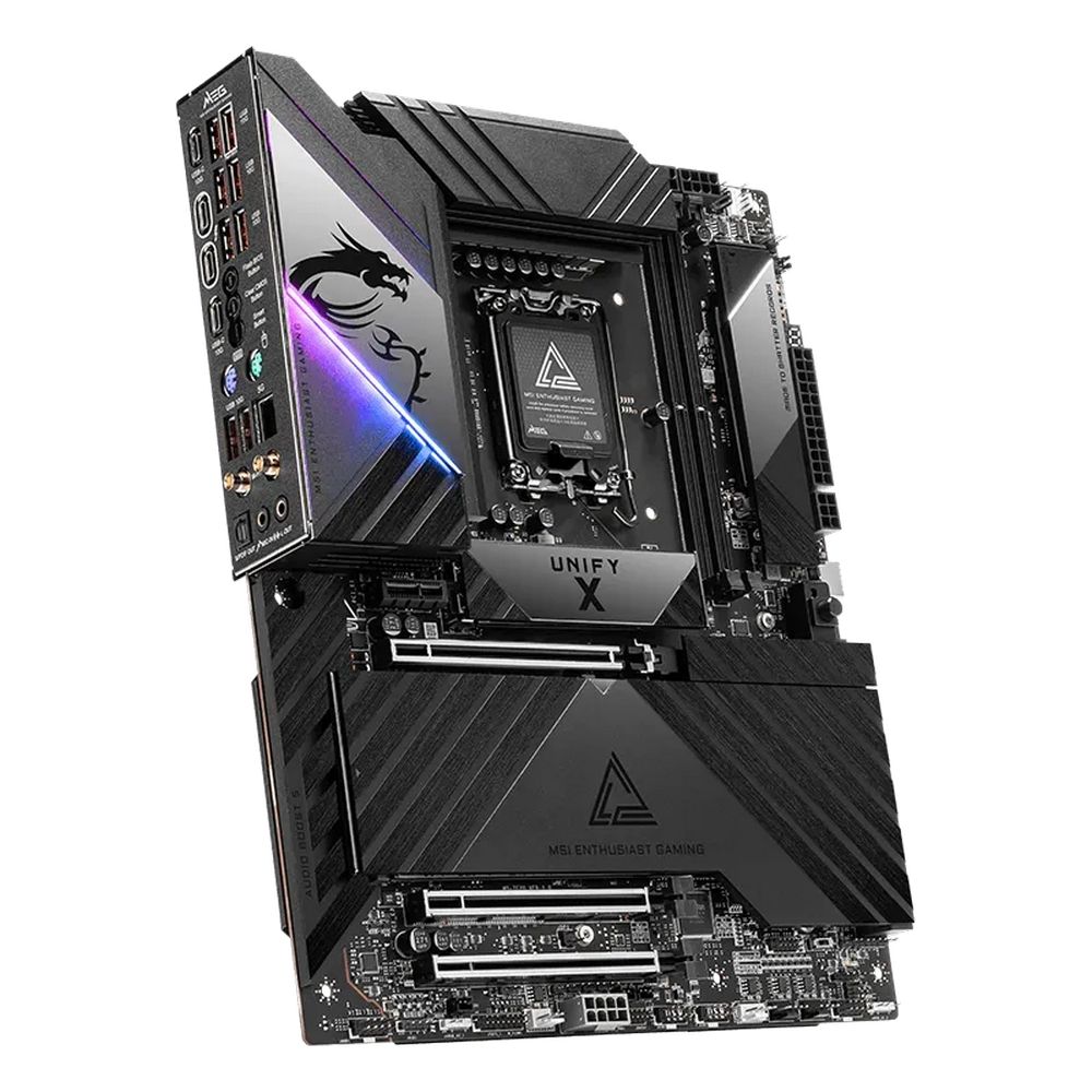 Материнская плата MSI MEG Z890 UNIFY-X Z890, LGA1851, 2*DDR5, 3*PCIEx16, 1*PCIEx1, 6*M.2, 2*TypeC, 8*USB3.2Gen2, 4*USB3.2Gen1, 8*USB2.0, 6*SATA3.0, 5G, 2*Type-C(DP), ATX, RTL — изображение 3