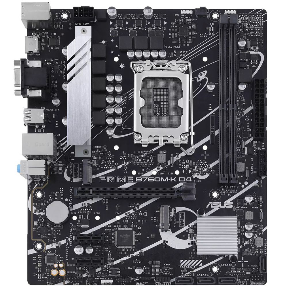 Материнская плата ASUS PRIME B760M-K D4 LGA1700 mATX 2xDDR4 PCIEx16 2xPCIEx1 2xM.2 HDMI VGA 2.5GLAN — изображение 3