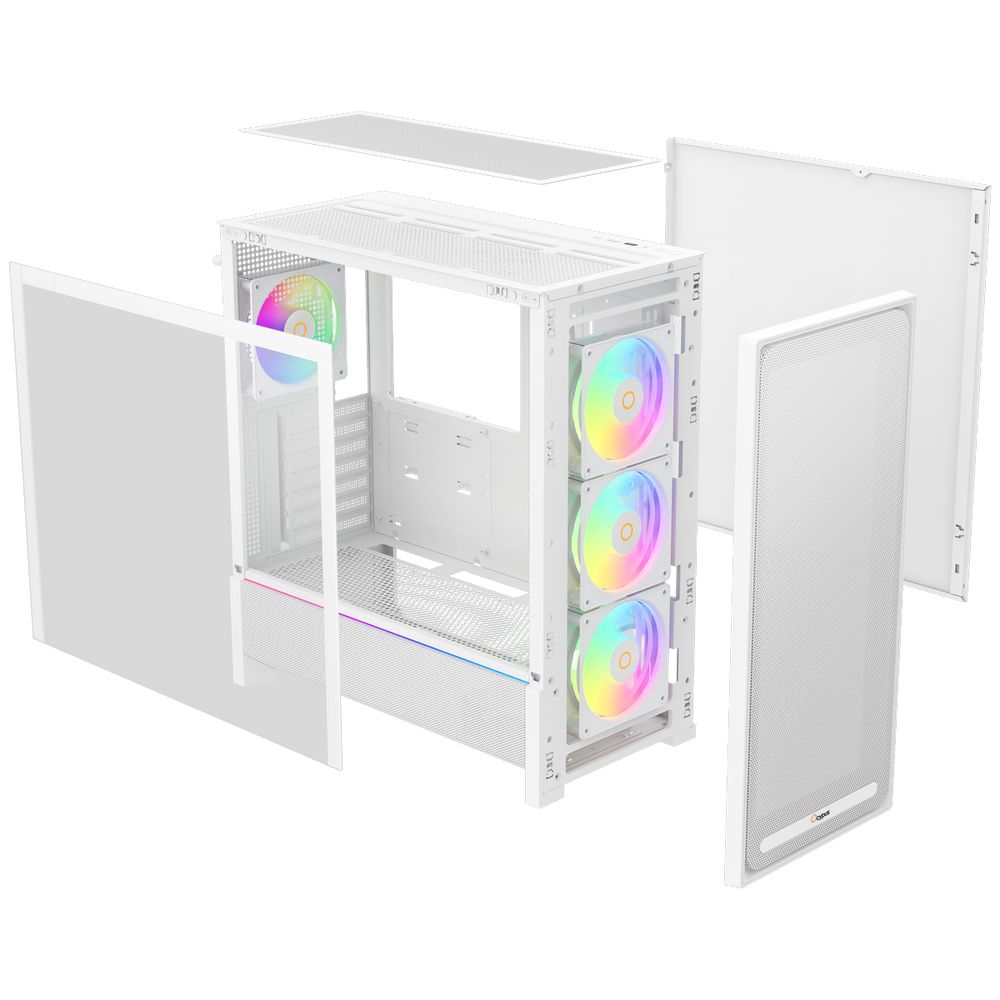 Корпус для ПК Ocypus Delta-C70-WHG400XX-GL Case Delta C70 WH ARGB EATX / win / white / 4 ARGB fans / no PSU — изображение 9