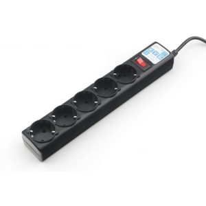 Фильтр-удлинитель Power Cube SPG5-C1 5 розеток, черный, 0.5 м, 10 А/2,2 кВт, 3*0.75 мм²