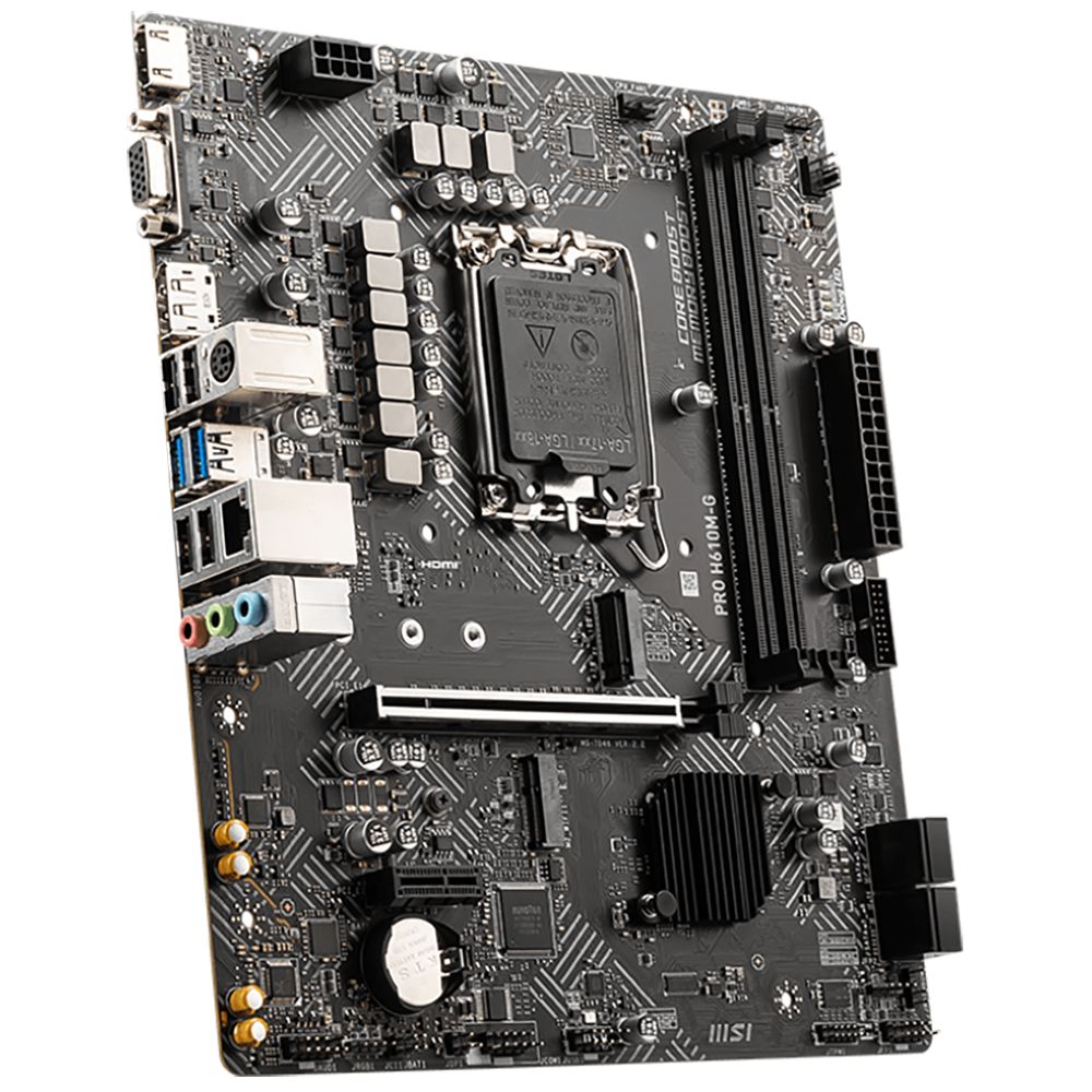 Материнская плата MSI PRO H610M-G H610, LGA1700, 2*DDR5, 1*PCIEx16, 1*PCIEx1, 1*M.2, 4*USB3.2Gen1, 6*USB2.0, 4*SATA3.0, 1G, VGA, DP, HDMI, M-ATX, BULK — изображение 5