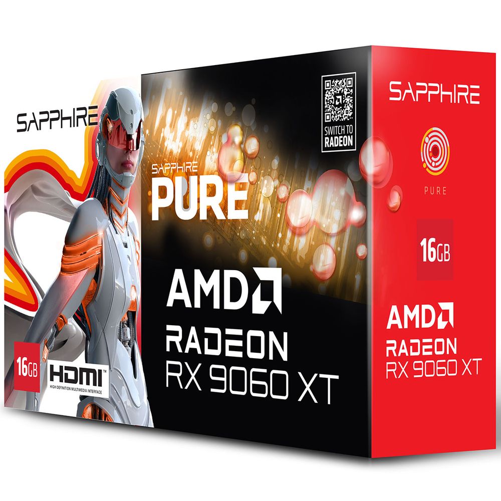 Видеокарта Sapphire RX9060XT PURE OC 16GB GDDR6 128bit DP 2xHDMI 2FAN RTL — изображение 8
