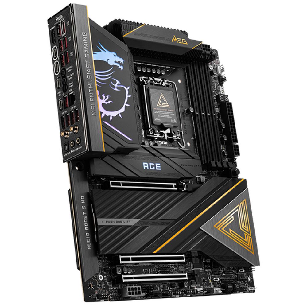 Материнская плата MSI MEG Z890 ACE Z890, LGA1851, 4*DDR5, 3*PCIEx16, 5*M.2, 3*TypeC, 11*USB3.2Gen2, 4*USB3.2Gen1, 4*USB2.0, 4*SATA3.0, 10G, 2*Type-C(DP), HDMI, ATX, RTL — изображение 3