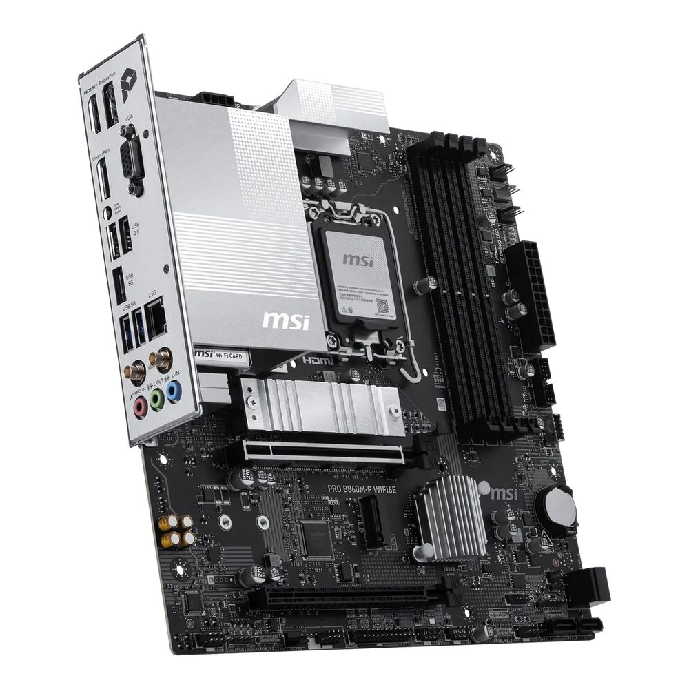 Материнская плата MSI PRO B860M-P WIFI6E B860, LGA1851, 4*DDR5, 2*PCIEx16, 2*M.2, 1*TypeC, 5*USB3.2Gen1, 6*USB2.0, 4*SATA3, 2.5G, VGA, DP, HDMI, M-ATX, RTL — изображение 4