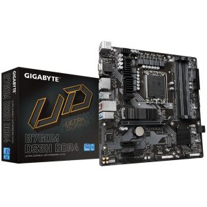 Материнская плата Gigabyte B760M DS3H DDR4, Socket 1700, Intel®B760, 4xDDR4-3200, D-SUB+HDMI+DP+DP, 1xPCI-Ex16, 2xPCI-Ex1, 4xSATA3(RAID 0/1/5/10), 2xM.2, 8Ch Audio, 2,5GbLan, (2+4)xUSB2.0, (3+2)xUSB3.2, (1+0)xUSB3.2 Type-C™, mATX, RTL {10}