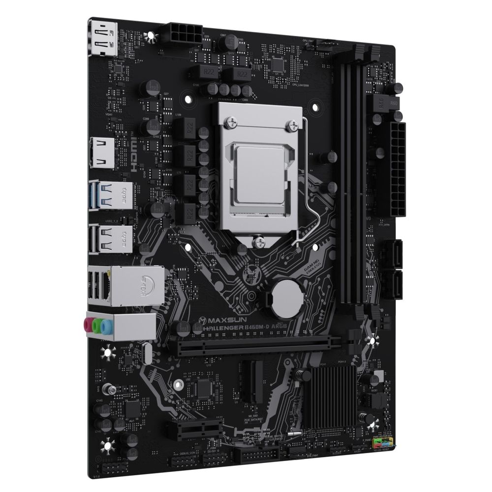 Материнская плата Maxsun MS-Challenger B460M-D ARGB B460, LGA1200, 2*DDR4, 1*PCIEx16, 1*PCIEx1, 1*M.2, 4*USB3.2Gen1, 6*USB2.0, 2*SATA3.0, 1G, DP, HDMI, M-ATX, RTL — изображение 4