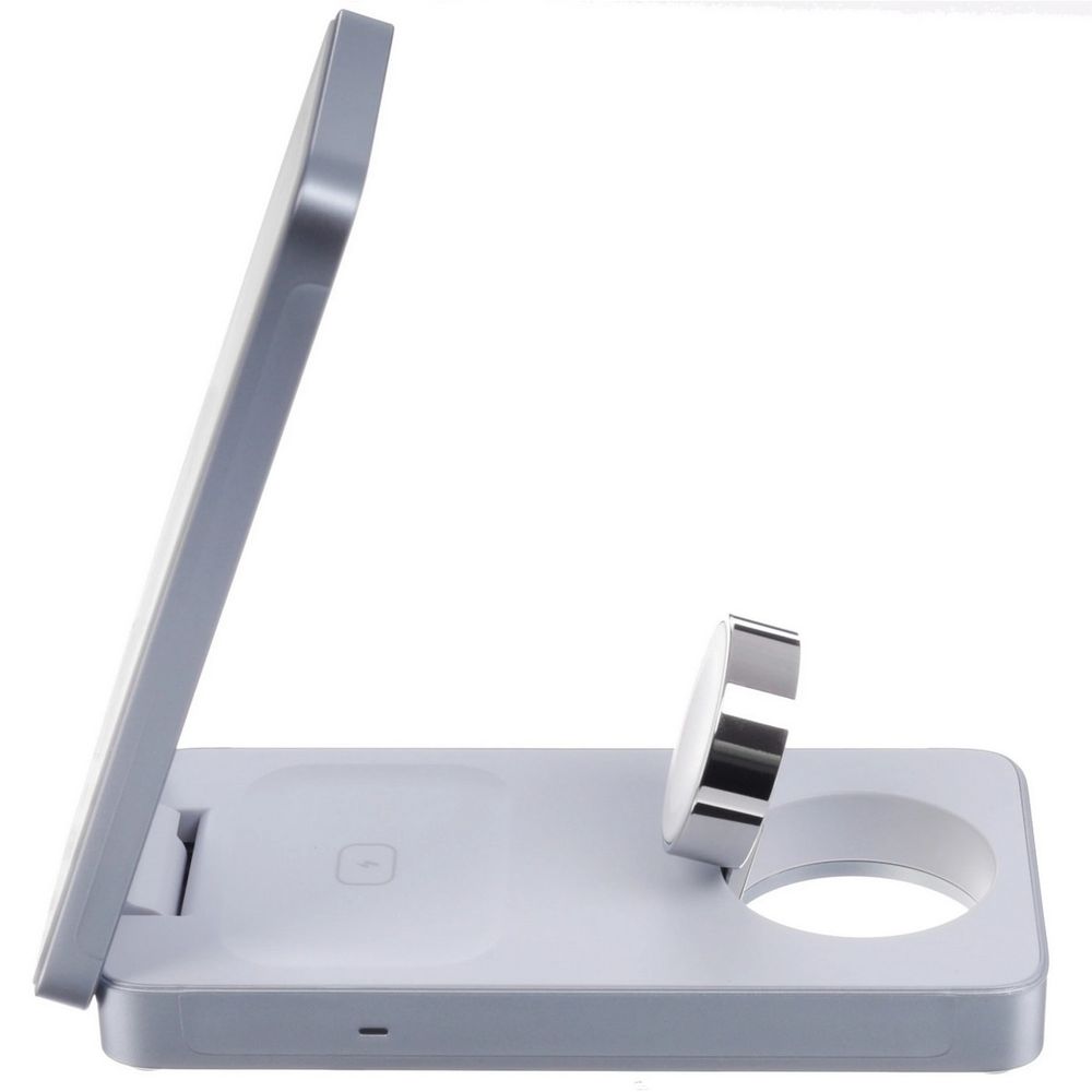 Беспроводное зарядное устройство UGREEN W757 (65901) "MagFlow" 25W Magnetic Qi2.2 Wireless 3-in-1 Charger. Цвет: серебристо-голубой — изображение 3