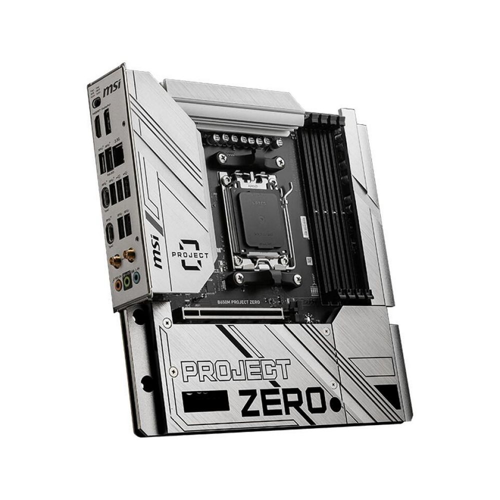 Материнская плата MSI B650M PROJECT ZERO B650, AM5, 4*DDR5, 1*PCIEx16, 1*PCIEx1, 2*M.2, 3*TypeC, 3*USB3.2Gen2, 4*USB3.2Gen1, 6*USB2.0, 4*SATA3.0, 2.5G, DP, HDMI, M-ATX, RTL — изображение 5