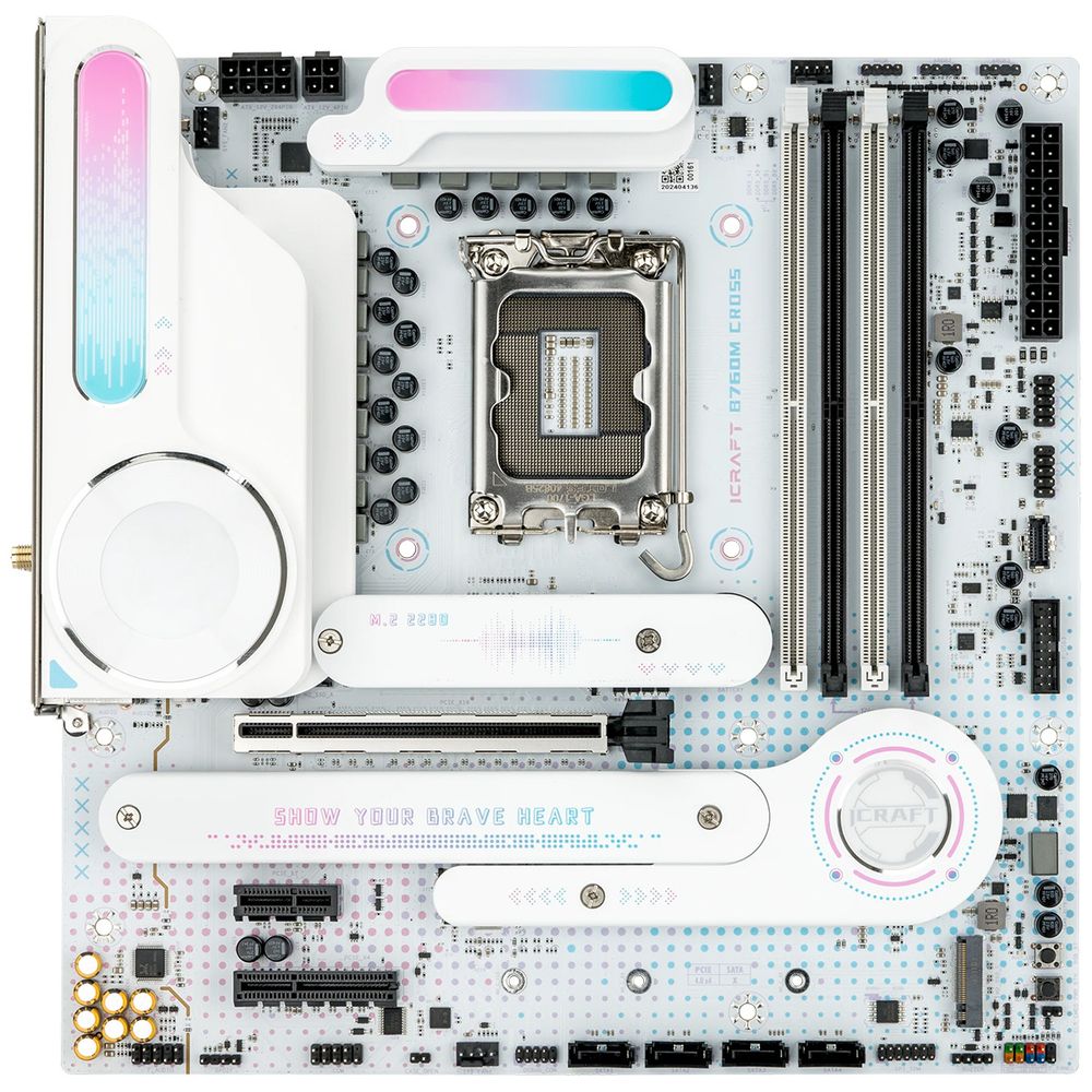 Материнская плата Maxsun MS-iCraft B760M CROSS B760, LGA1700, 4*DDR5, 1*PCIEx16, 1*PCIEx4, 1*PCIEx1, 3*M.2, 1*TypeC, 6*USB3.2Gen1, 8*USB2.0, 4*SATA3.0, 2.5G, DP, HDMI, M-ATX, RTL — изображение 2