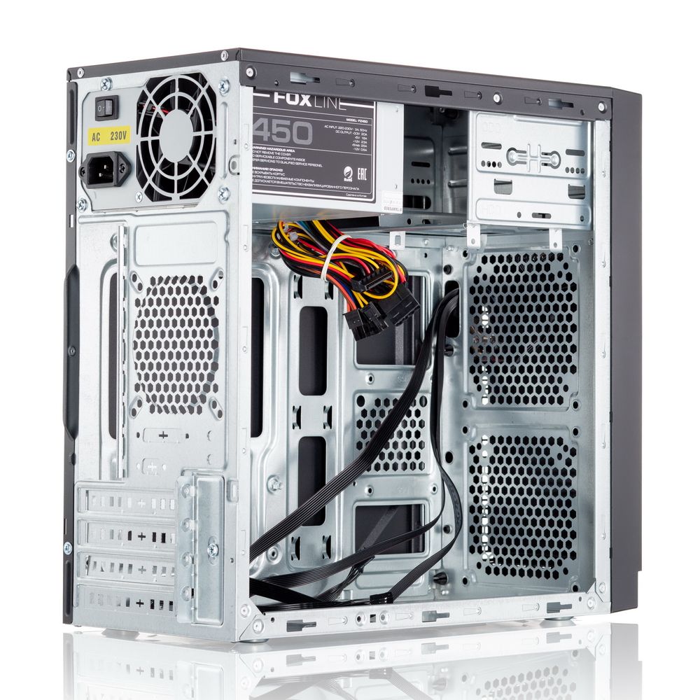 Корпус FoxLine Case Foxline FL-702 |FL-702-FZ450| , mATX, 1x5.25EXT, 1x3.5EXT, 2x3.5INT, 2xUSB2.0, HDA, w/o FAN, |FL-702-FZ450| w/450W ATX PSU, w/1.2m EU pwr cord, (970597) — изображение 4