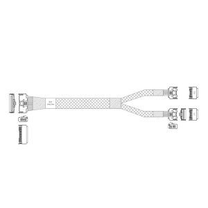 Кабель JPC P732VGB10800-1 Cable MCIO x8 74P (STRAIGHT TYPE)  -TO-  2*MCIO x4 38P (STRAIGHT TYPE) , L:80cm