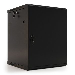 Шкаф Hyperline WRline WR-TW-1245-SR-RAL9004 настенный 19-дюймовый (19"), 12U, 650x600х450мм, цельнометаллическая дверь с замком, цвет черный (RAL9004) (разобранный)
