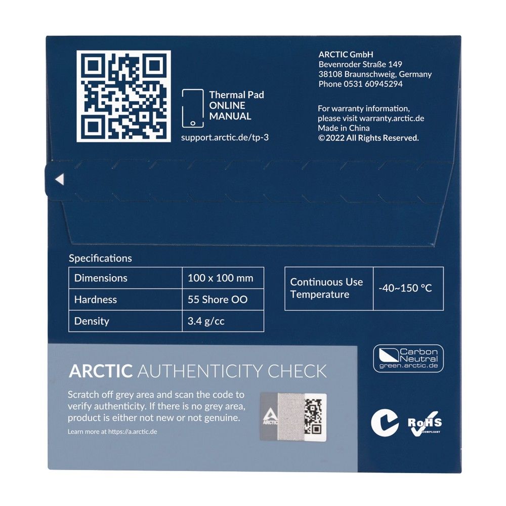 Термопрокладка Arctic Cooling Thermal pad 100x100mm, 1.0mm TP-3 (ACTPD00053A) — изображение 5
