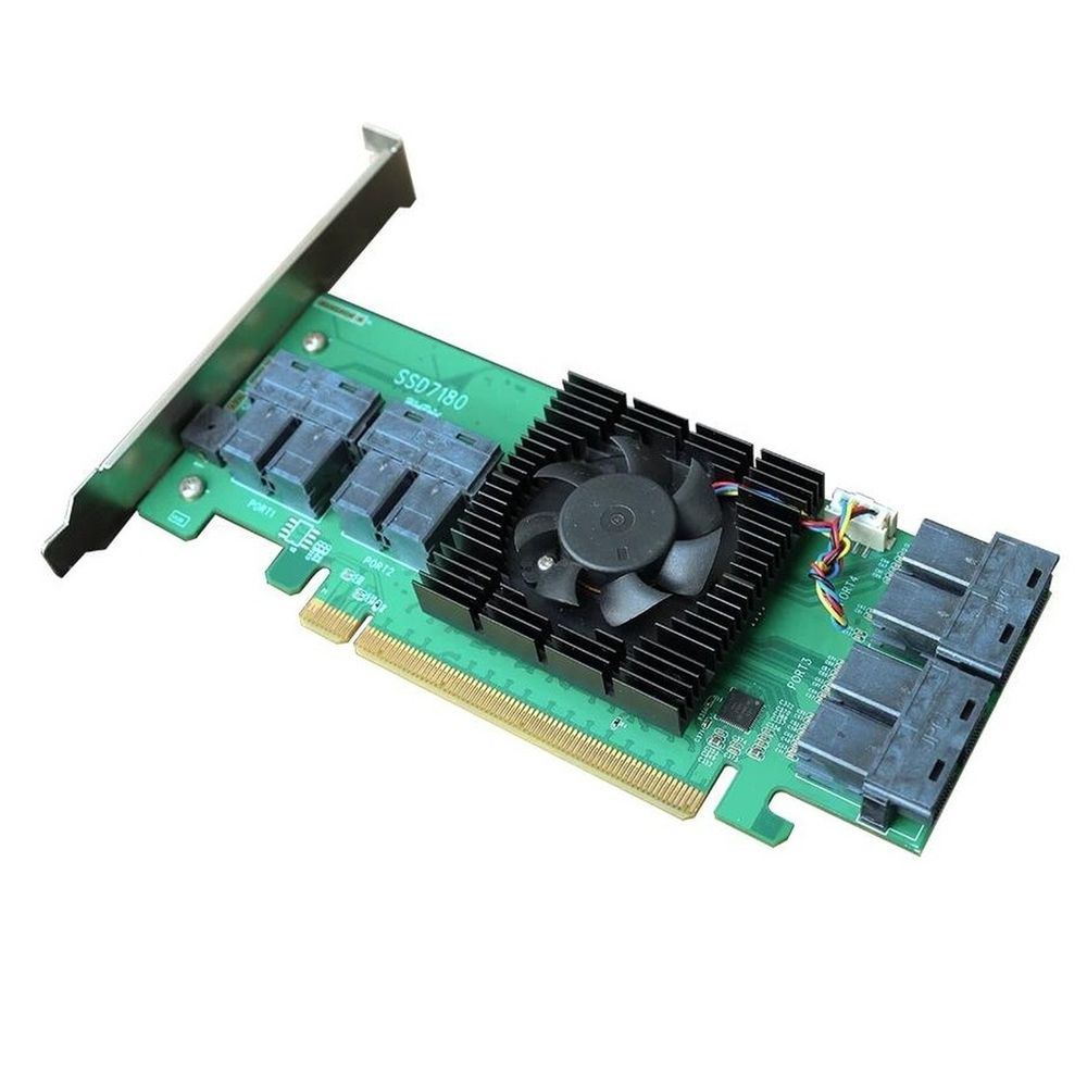 RAID-контроллер HighPoint SSD7180, PCIe 3.0 x16, Ports: 8x HDmSAS (SFF-8643), LP, RAID 0,1,10 — изображение 2