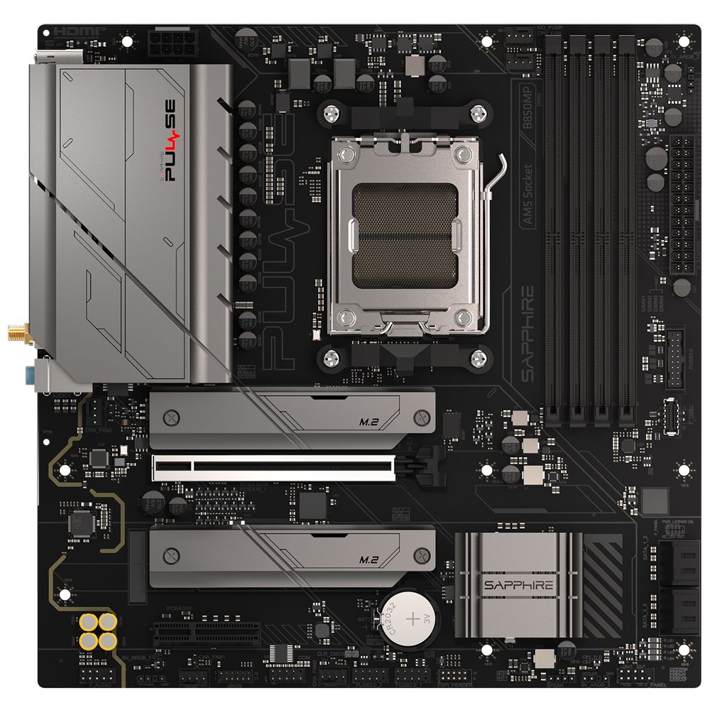 Материнская плата Sapphire B850M PULSE WIFI B850, AM5, 4*DDR5, 1*PCIEx16, 1*PCIEx4, 2*M.2, 2*TypeC, 4*USB3.2Gen1, 10*USB2.0, 4*SATA3.0, 2.5G, DP, HDMI, M-ATX, RTL — изображение 2