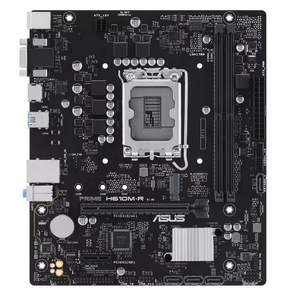 Материнская плата ASUS PRIME H610M-R-SI LGA1700 mATX 2xDDR5 PCIEx16 PCIEx1 M.2 DP HDMI VGA GLAN