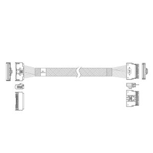 Кабель JPC P7328DN00800-1    Cable MCIO x8 74P (прямой Straight Type)  -TO-  Slimline SAS x8 74P (SFF8654, прямой Straight Type) , 85 Ohm, L:80cm