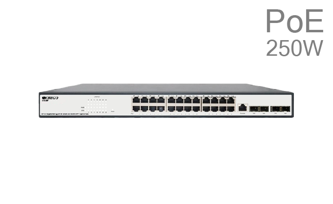 Управляемый L3 PoE-коммутатор 24x1000Base-T PoE+, 4x10G SFP+