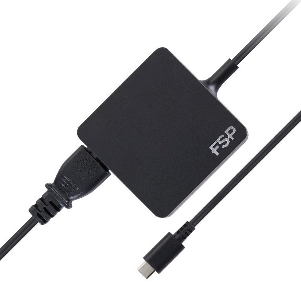 Адаптер питания FSP NB C 65W (FSP065-A1BR3) AC-DC 65W Adapter, Вход C6 (для ноутбучного кабеля), Кабель 1000мм, Выход USB Type-C, 5V/9V/12V/15V/20V автовыбор. RETAIL — изображение 2