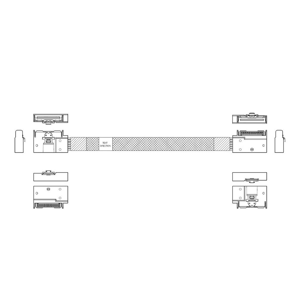 Кабель JPC P732EGB00800-1 Cable MCIO x8 74P (угловой Right Exit) -TO- MCIO x8 74P (угловой Right Exit) , 85 Ohm, L:80cm