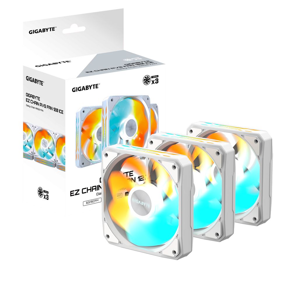Вентилятор в корпус Gigabyte GBT EZRVSFAN1203 ICE 3X120mm ARGB FANs set. PWM, 3 Pin — изображение 5
