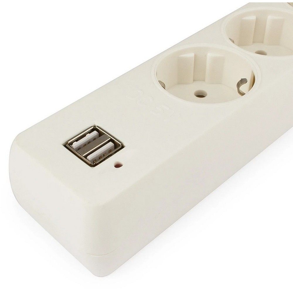 Сетевой фильтр Гарнизон ECL-5-U2-W-1.8 белый, 2 розетки USB A (12 Вт Max), 5 розеток Schuko (евро), 10А, 1,8м, ур.защиты 4, пакет — изображение 4